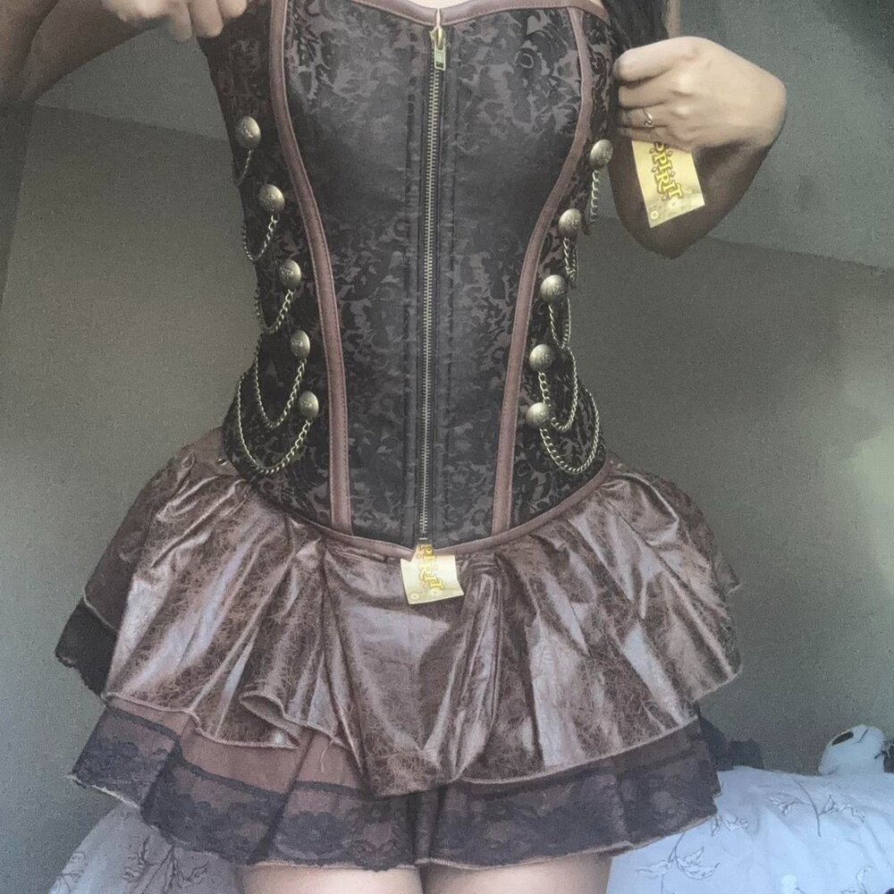 Women's Brown and Burgundy Corset